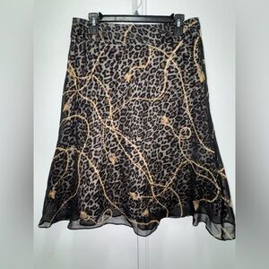 Silkland Y2K vintage Leopard Print A-Line Skirt with Gold Rope Detail US 6
